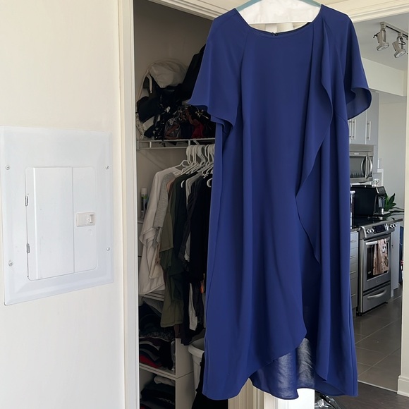 Navy Formal Plus Size Dress with Flutter - Picture 2 of 5